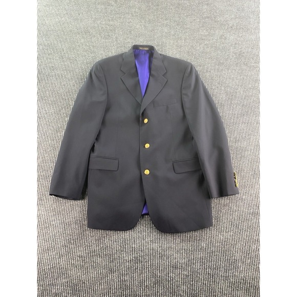 Brooks Brothers Blazer 40 R Navy Wool Gold Buttons Logo University - Main Image